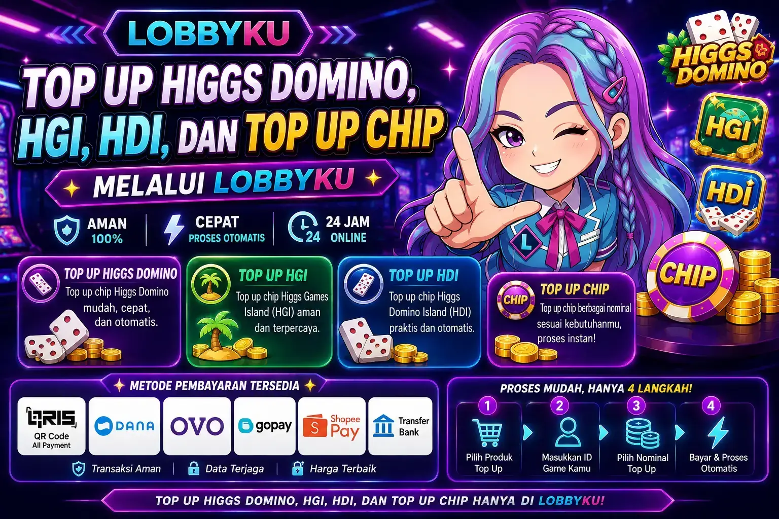 Top Up Higgs Domino, HGI, HDI, dan Top Up Chip melalui Lobbyku
